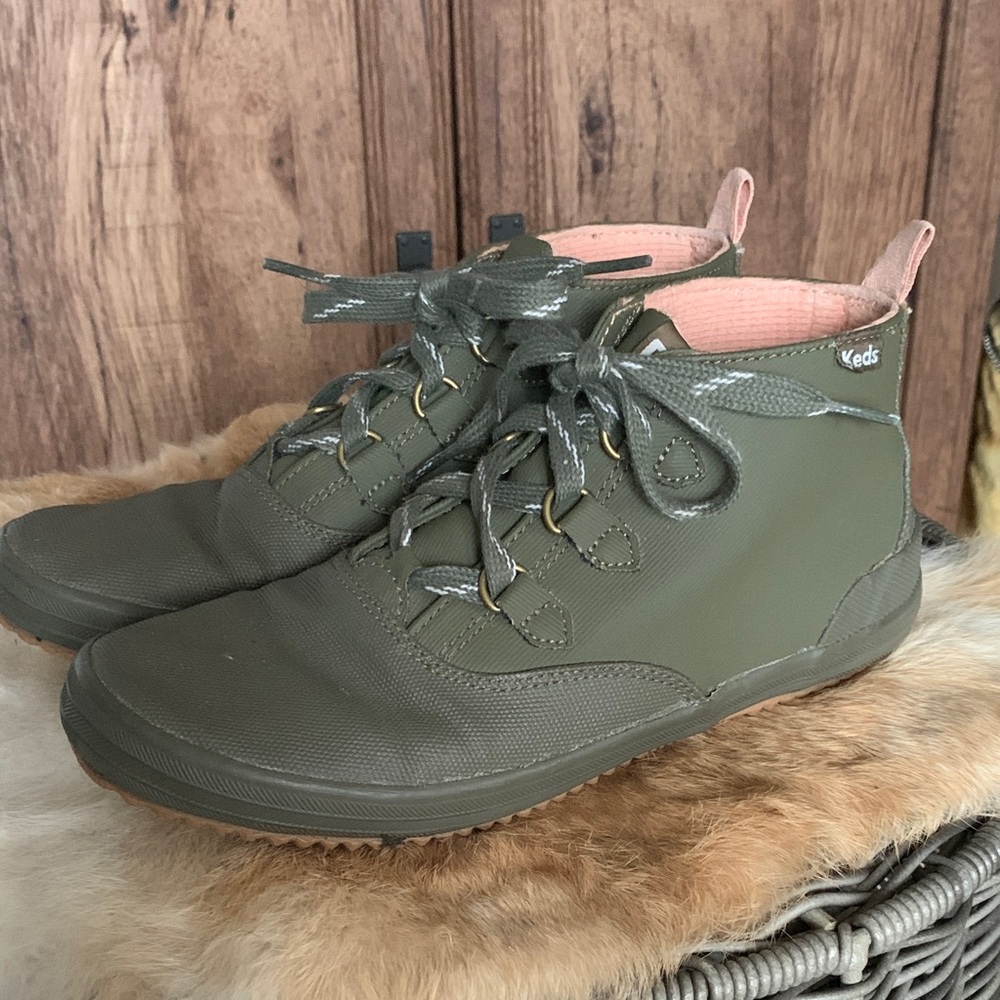 Keds Army Green & Peach Accent Water Resistant High-Tops